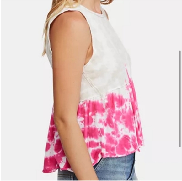 Free People Anytime Tie Dye Tank Hot Hibiscus Combo Large - Picture 3 of 8